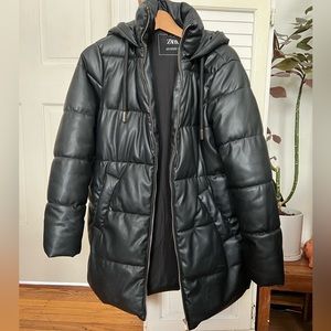 Zara faux leather puffer jacket